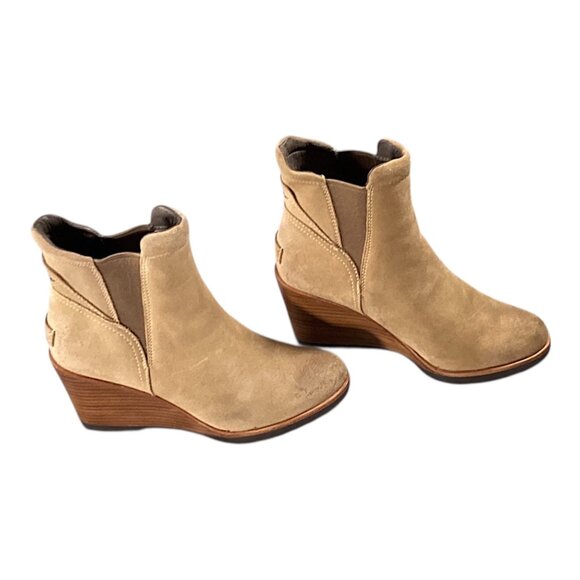 Sorel Boots Womens 7.5 Tan Nubuck Wedge Chelsea Ankle Booties After Hours Chic - Picture 15 of 15